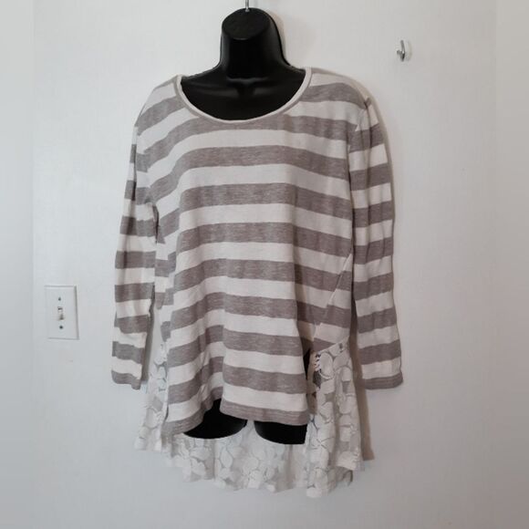 Tops - A'reve striped + lace train top